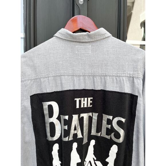 Zombie Killer Designs The Beatles Shirt XL Gray Chambray Button Down Long Sleeve - Picture 5 of 10